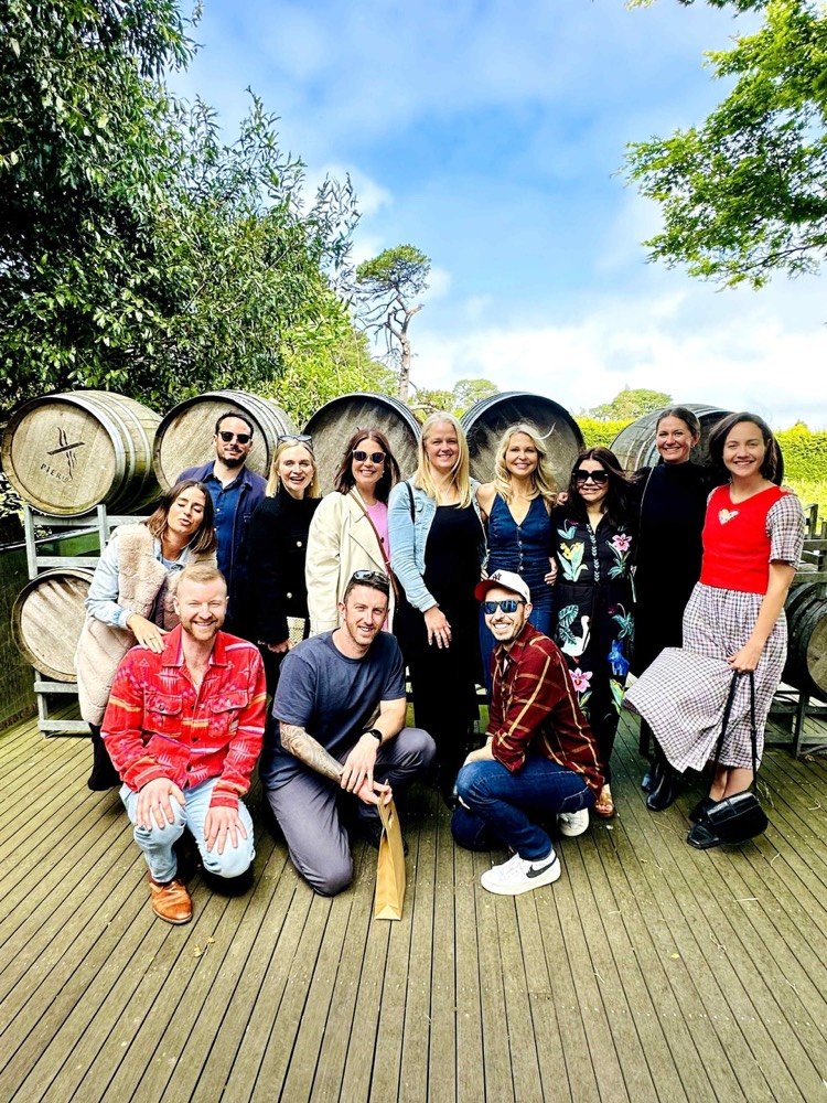 A tour group at a Mornington Peninsula winery